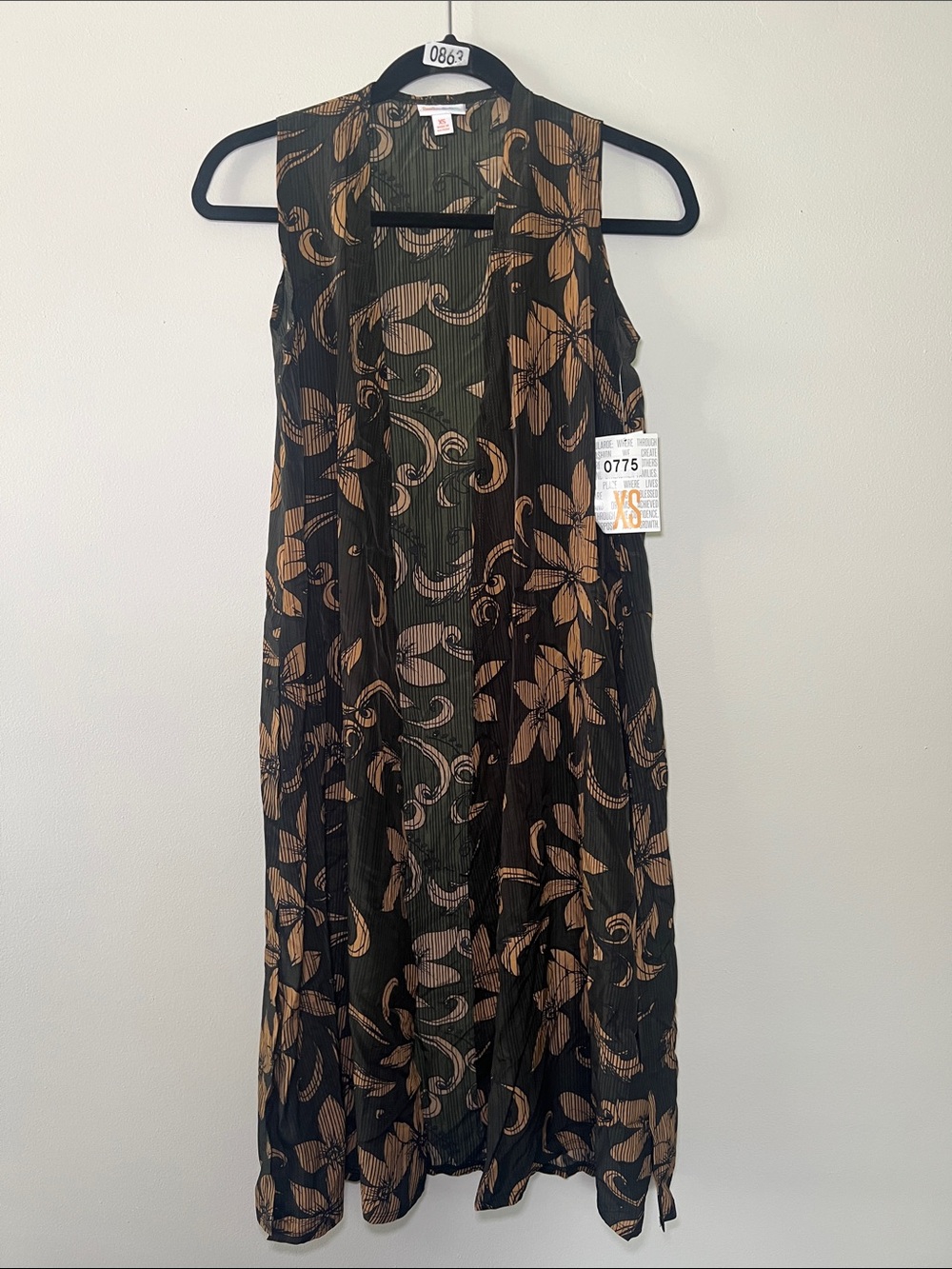 LuLaRoe Dark Green Floral Sleeveless Longline Vest